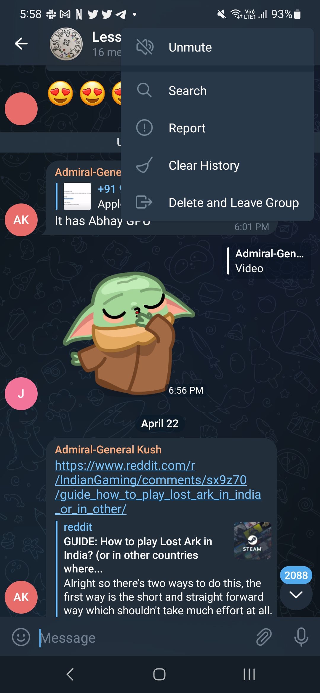 Saindo de um chat em grupo do Telegram