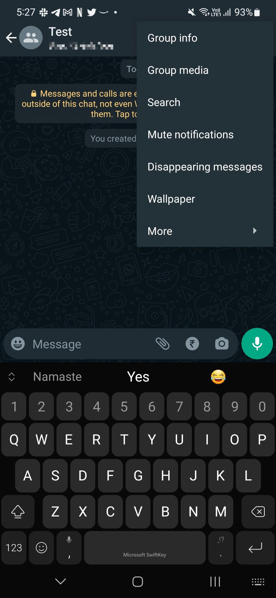 Configurações de bate-papo em grupo do WhatsApp