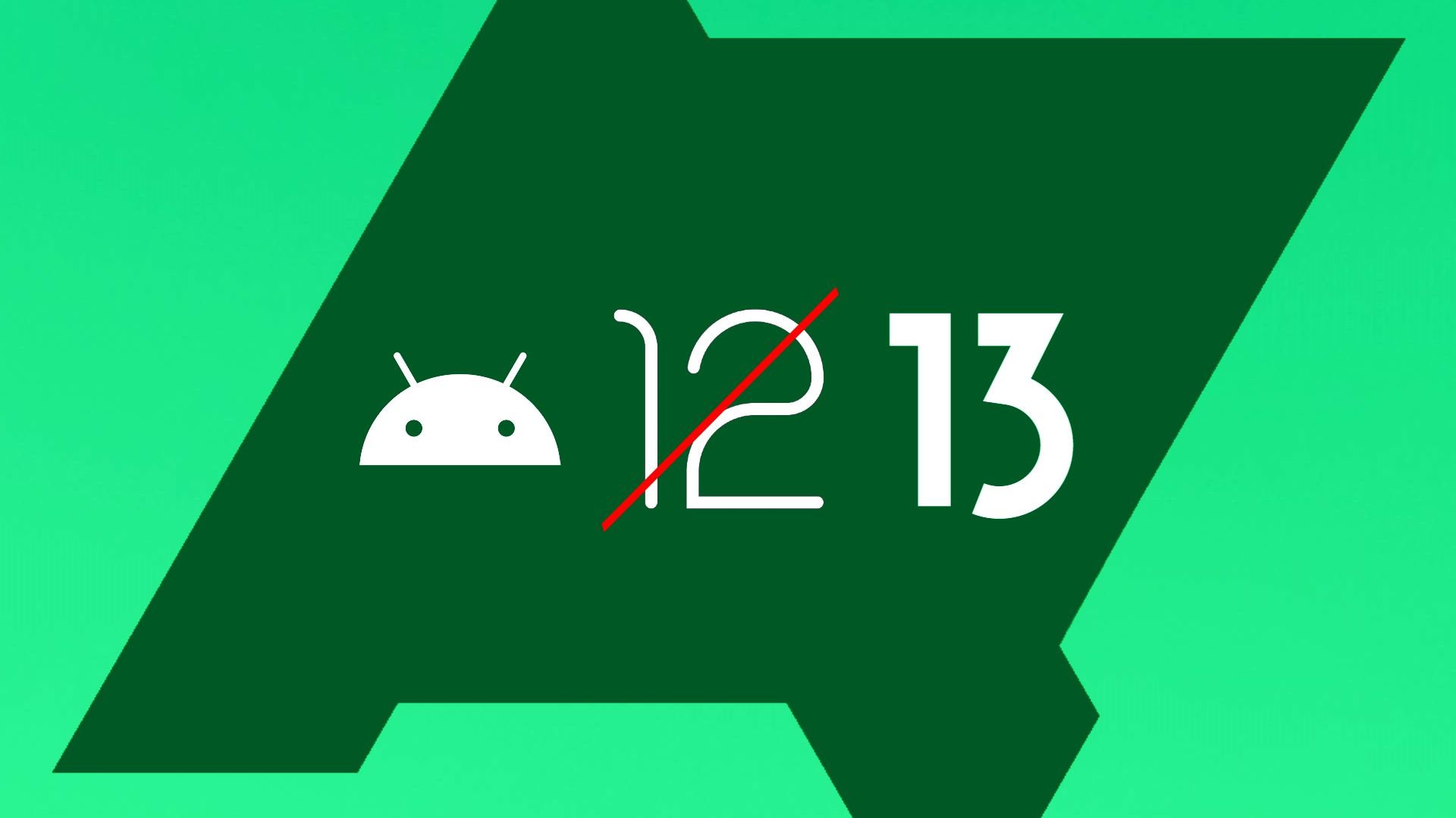 O logotipo do Android mostrando a mudança do Android 12 para o Android 13