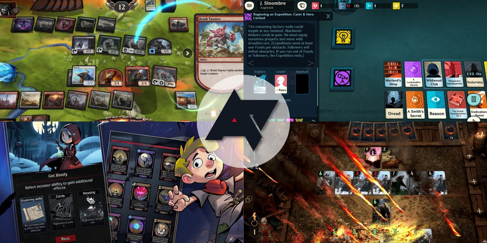 android police logo over screenshots of four mobile card games