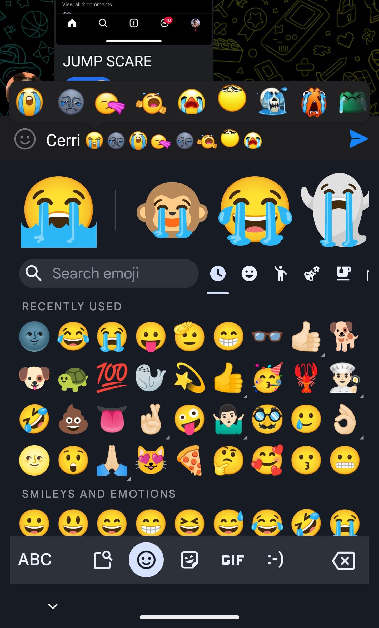 A representation of Telegram's sticker reactions feature that is being beta tested