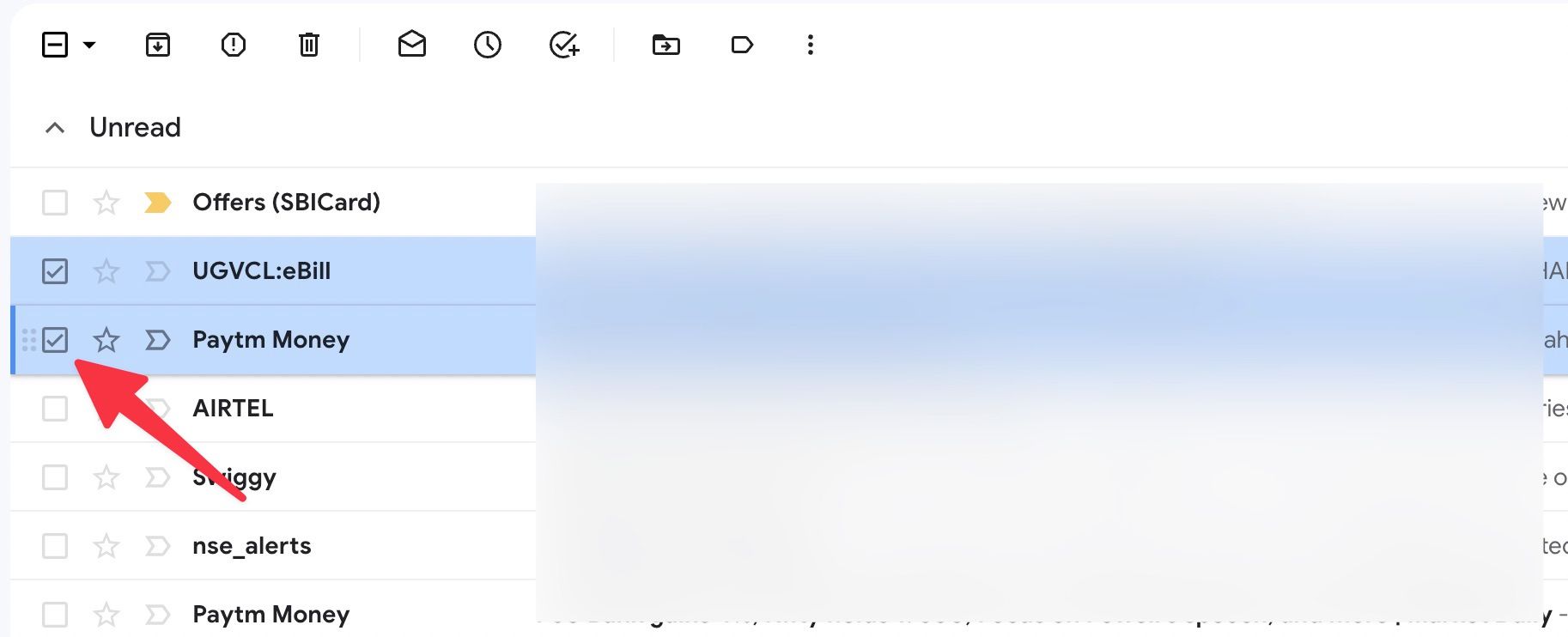Select the Gmail messages you want to label