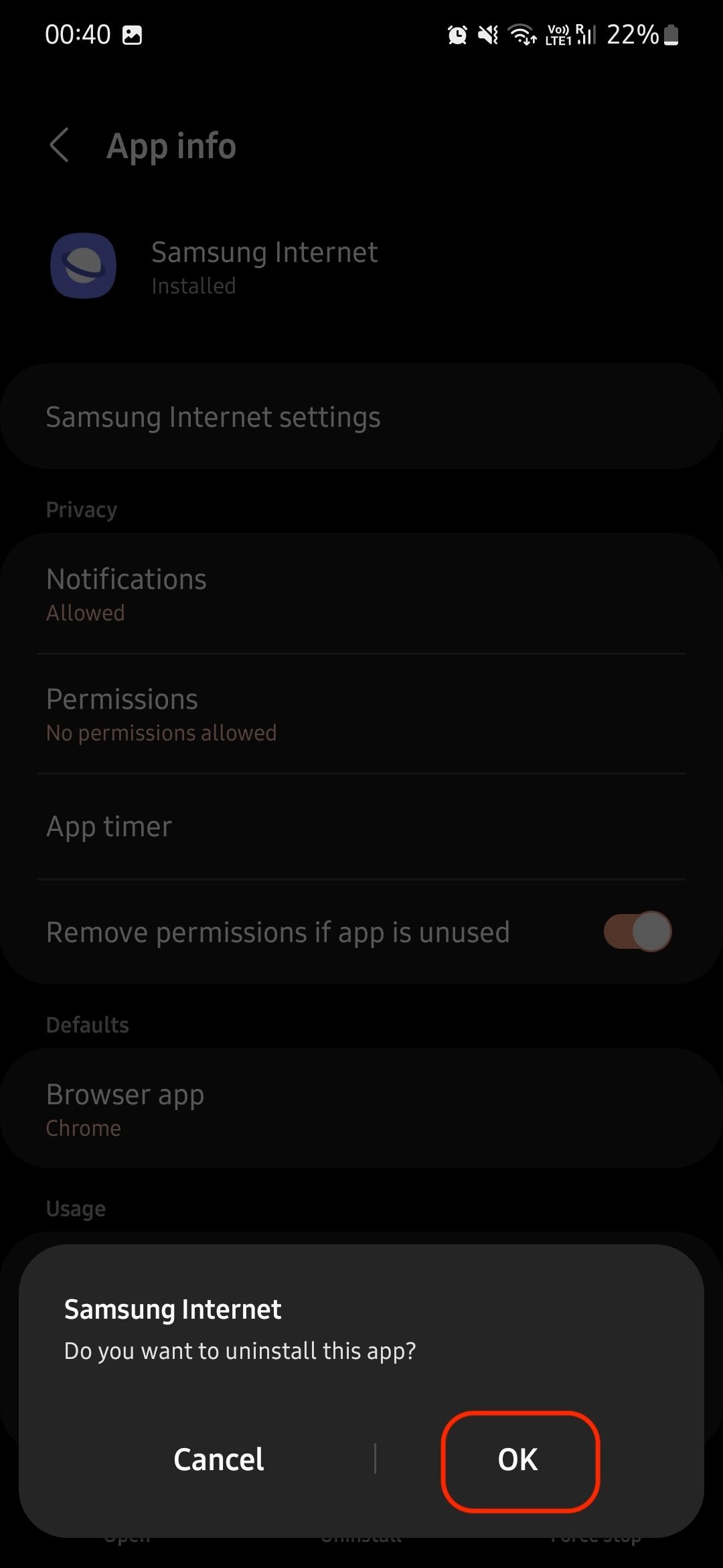Uninstall apps from Settings app 2