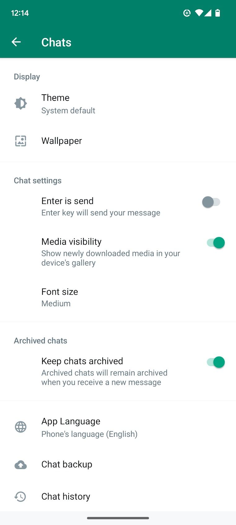 chats menu on WhatsApp