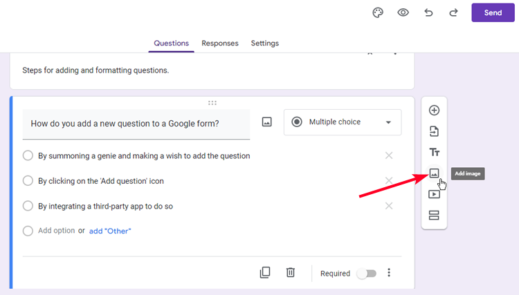 Option for adding image in separate Google Forms tab