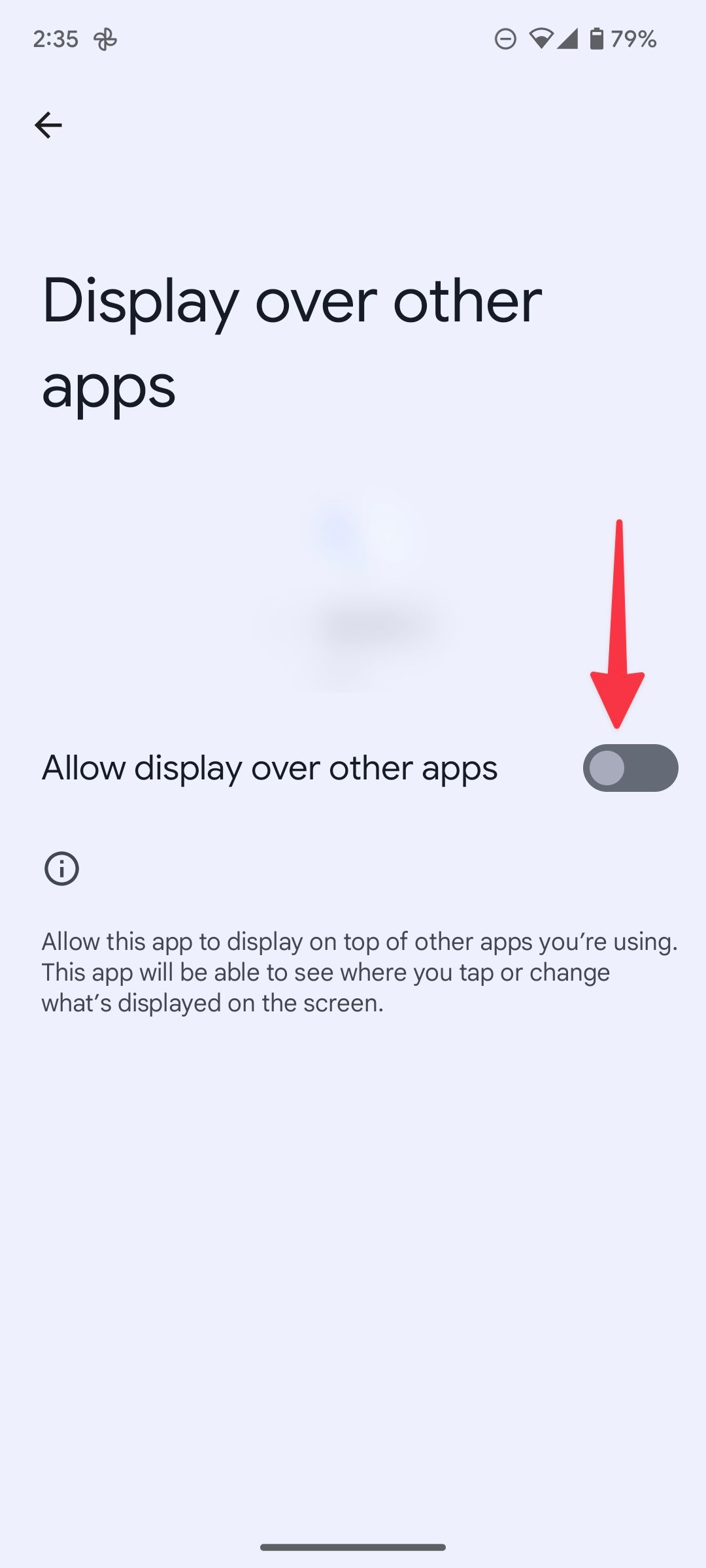 A screenshot showing how to prevent apps from appearing over others.