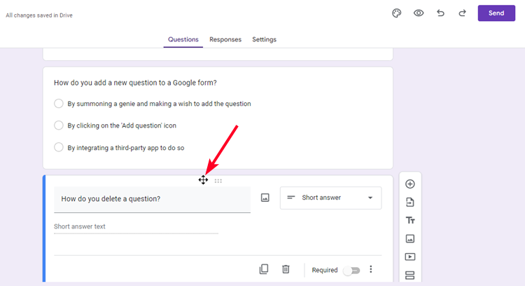 Drag icon in Google Forms