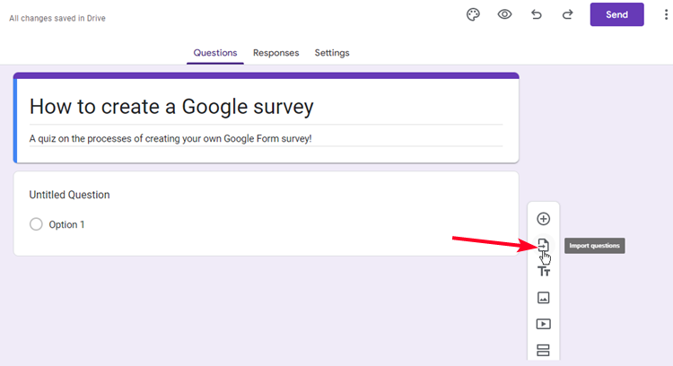 Import questions option in Google Forms