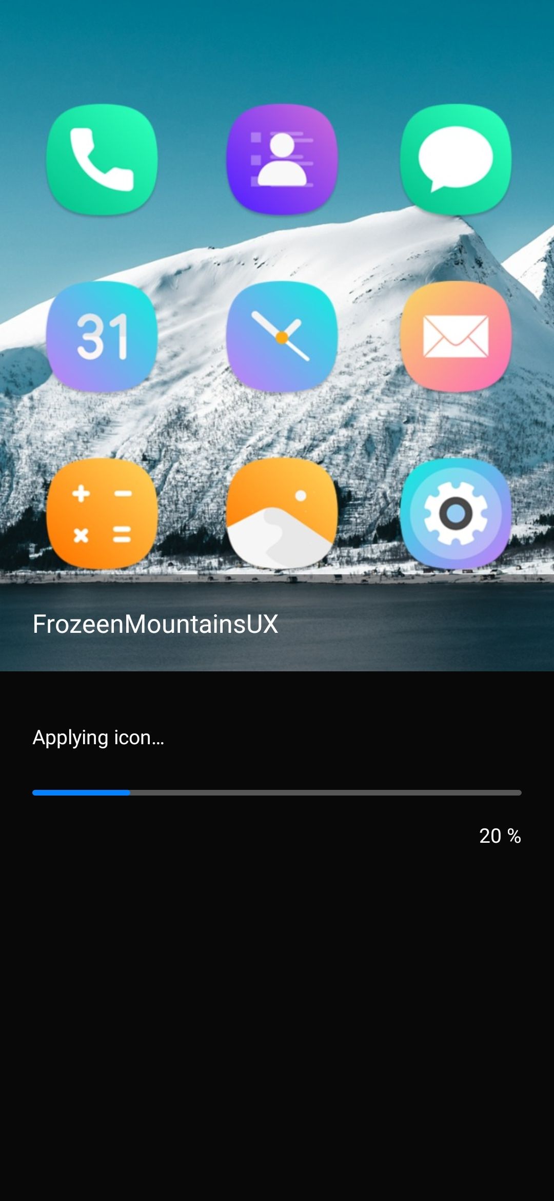 Progress bar while applying an icon pack in One UI 5