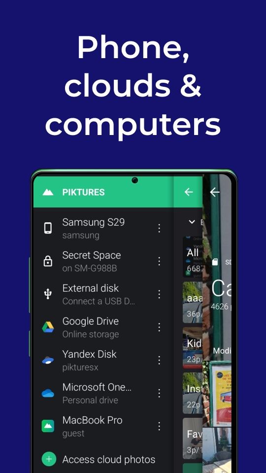 file tree in gallery app screenshot on a blue background