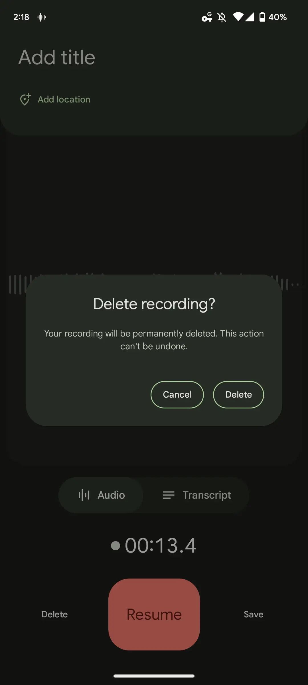 Pixel Recorder New Delete Dialog Box