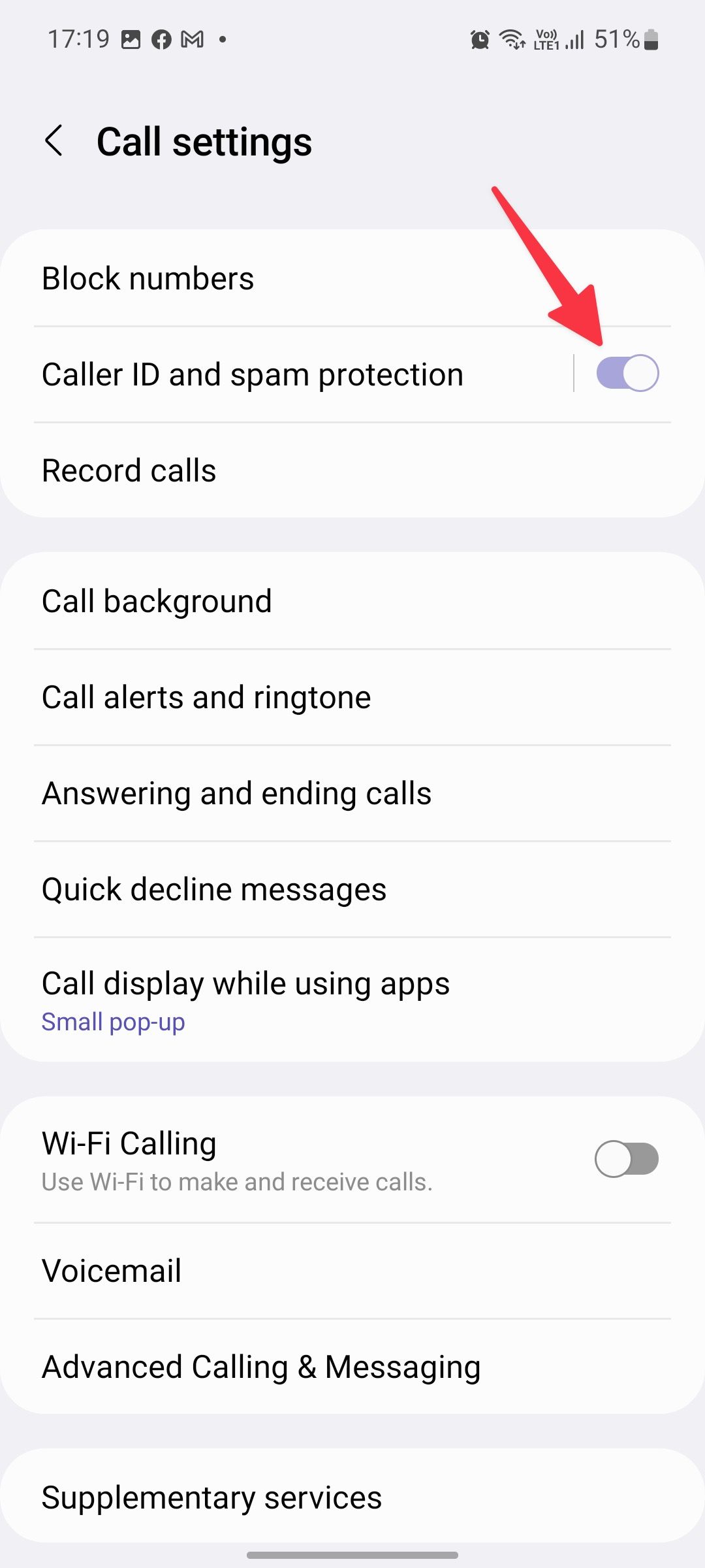 turn off caller ID on samsung phone