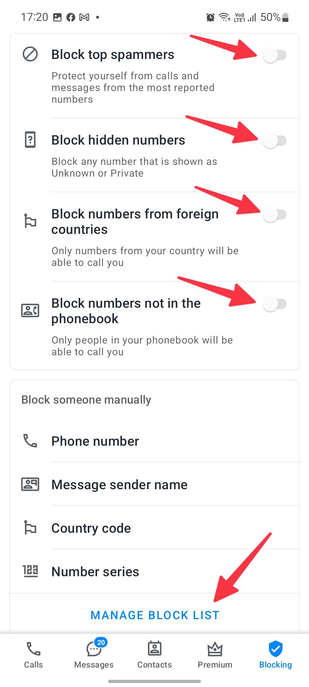 unblock contacts on samsung phone