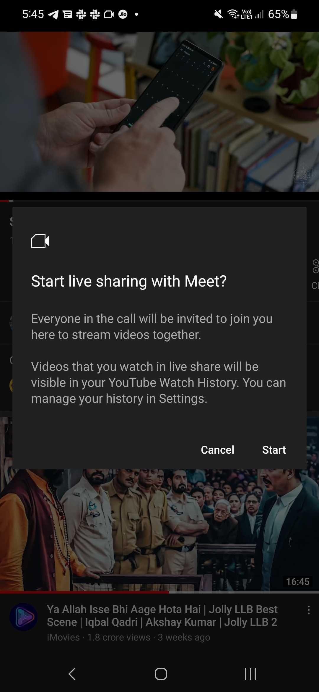 YouTube-Google-meet-live-share