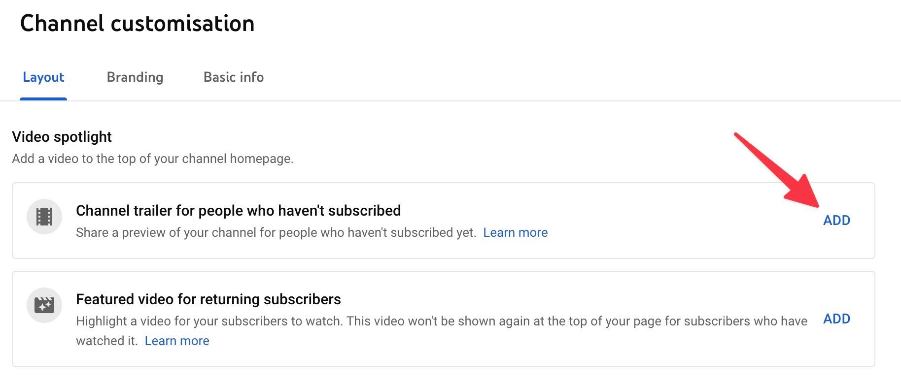 screenshot of youtube channel trailer upload screen