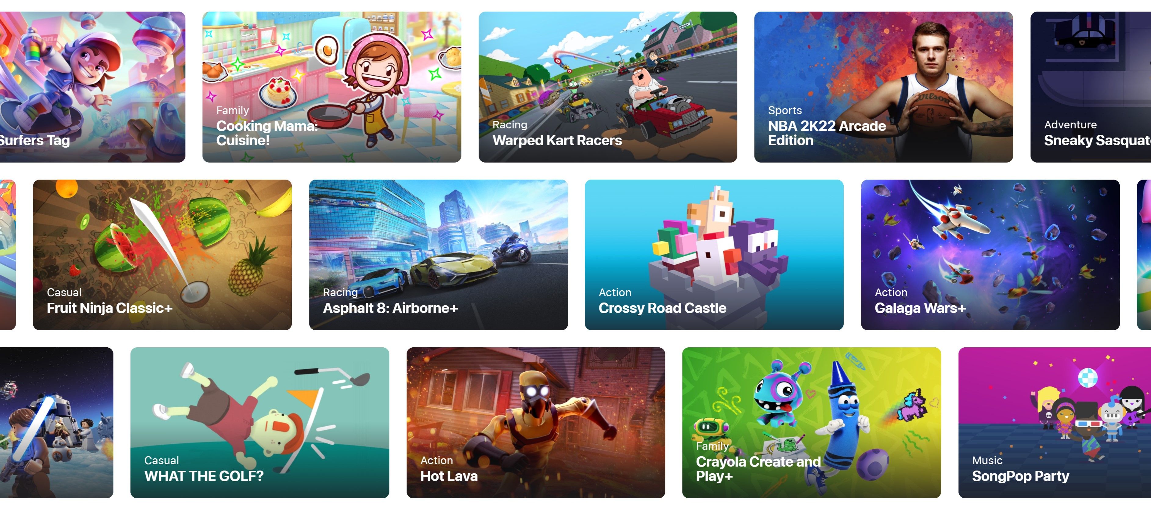 A collage of games from Apple Arcade