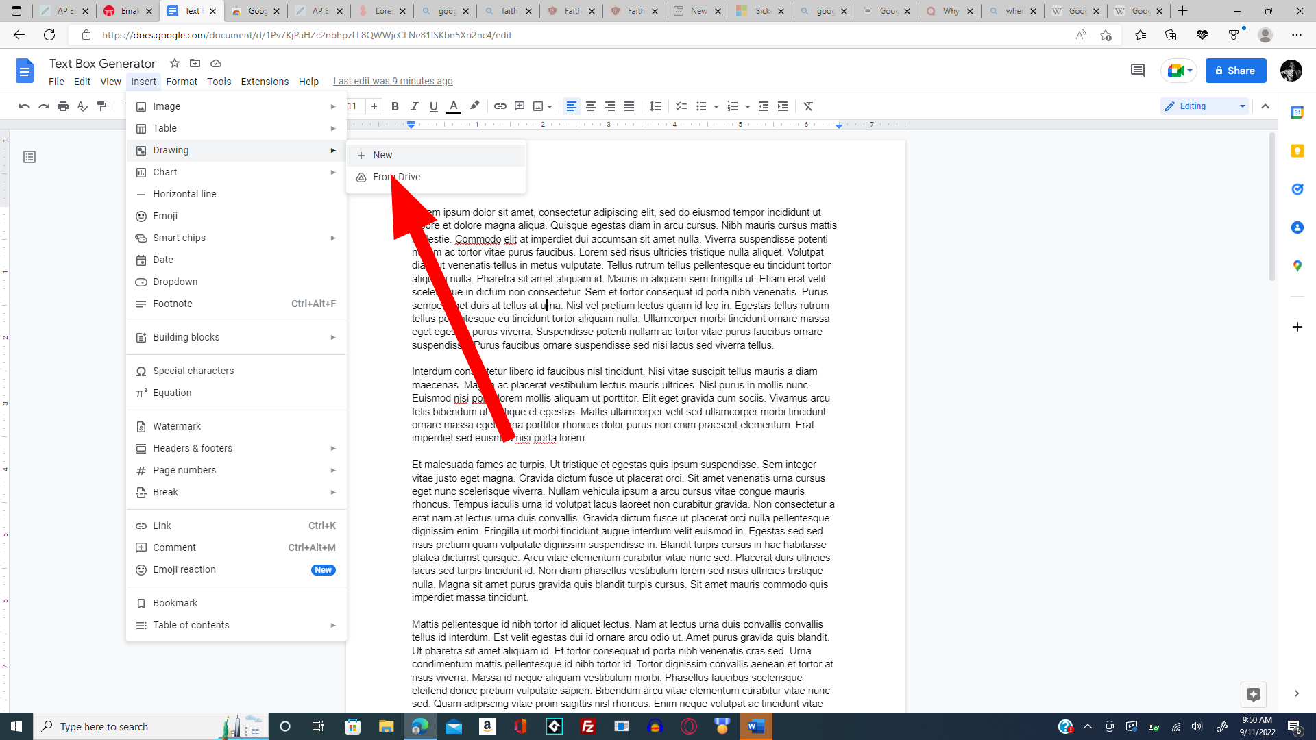 how to put text box in google docs