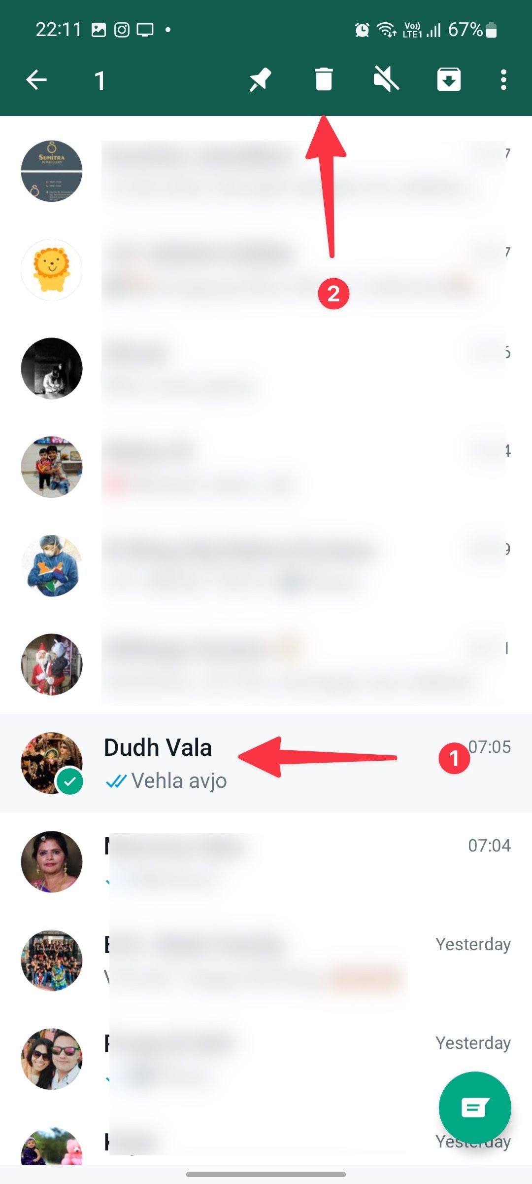 delete chat thread on WhatsApp for Android