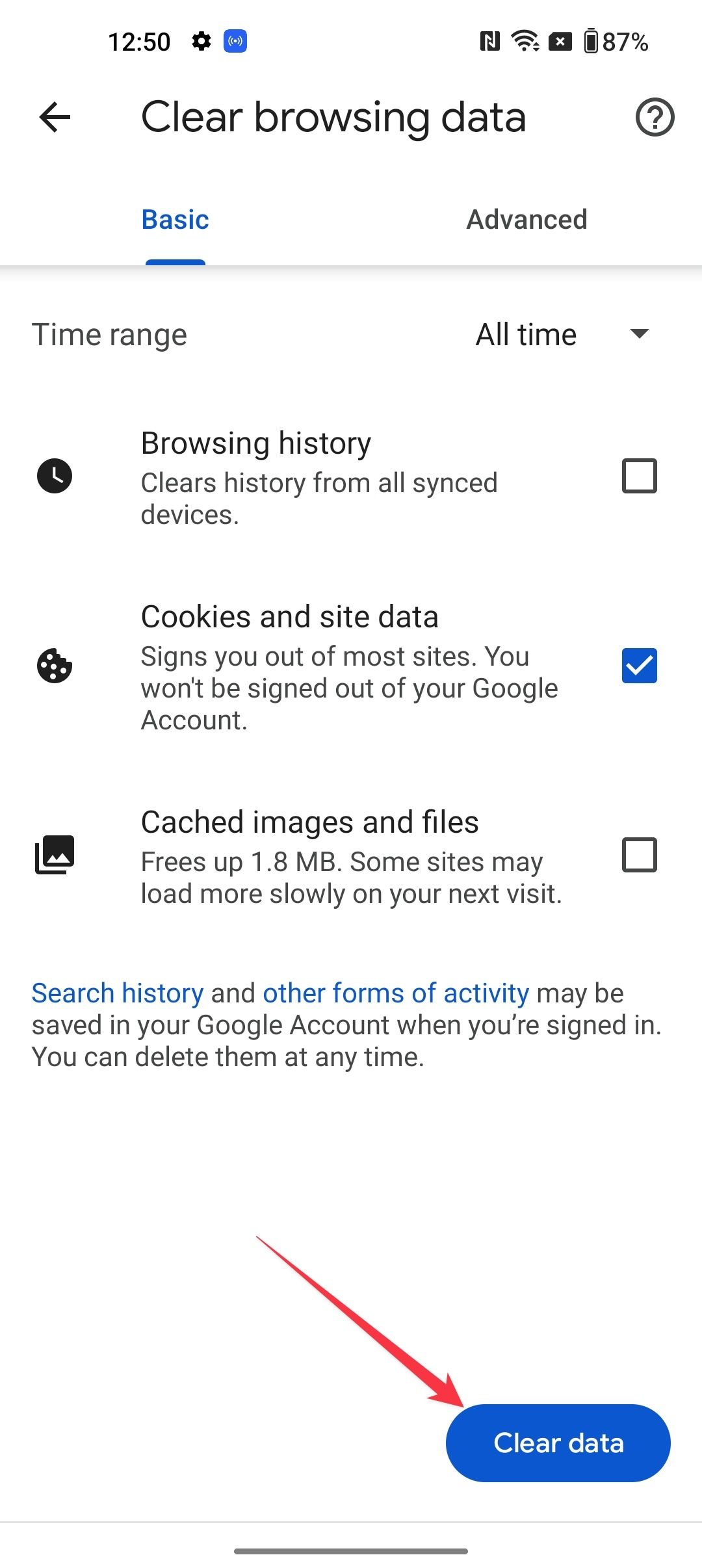 How to delete cookies on Android