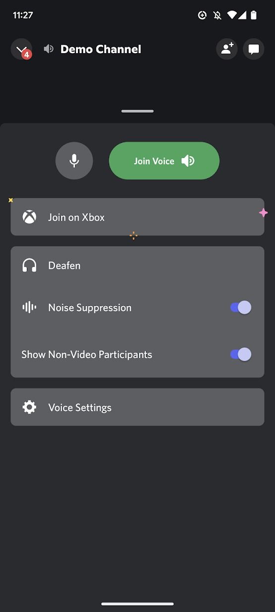 screenshot of discord app showing audio settings for a call