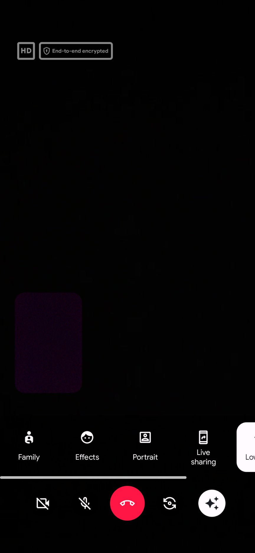 The effects menu in a Google Meet call.