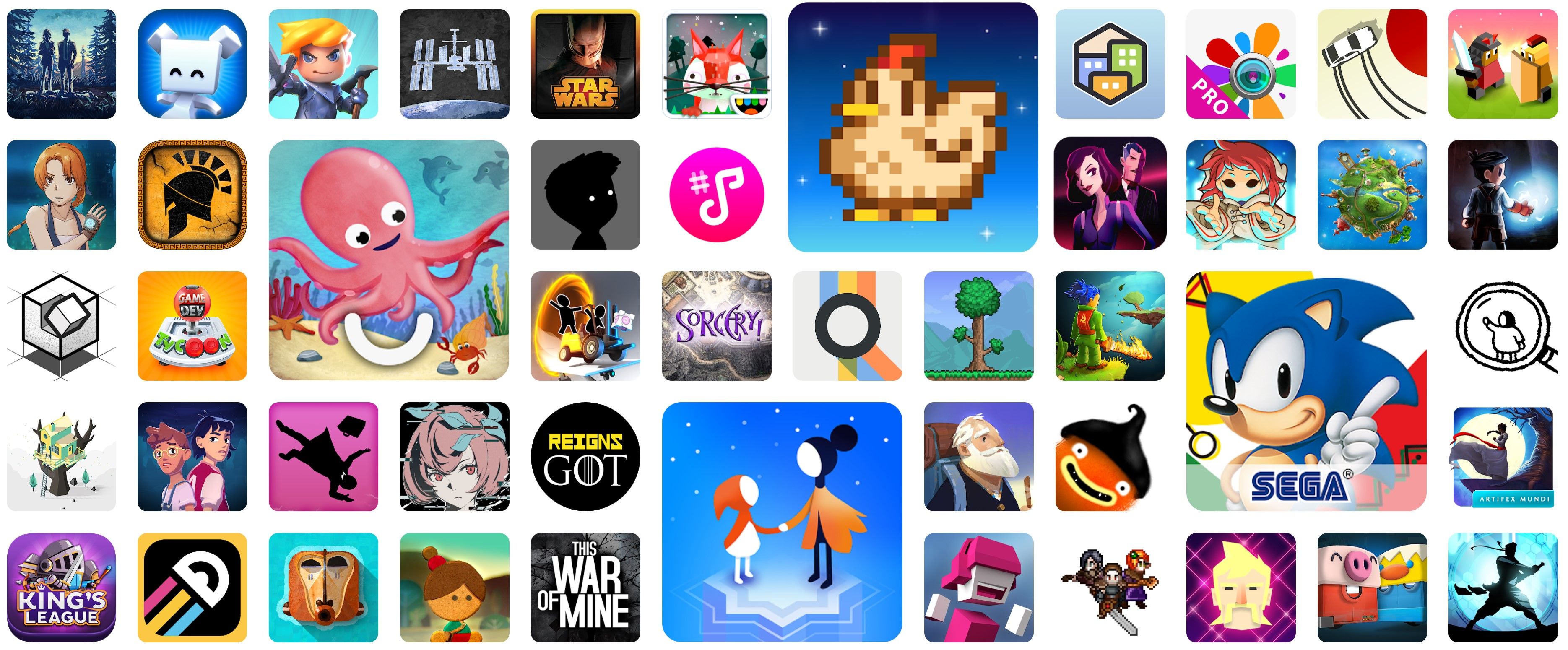 A collage of game in the Google Play Pass library