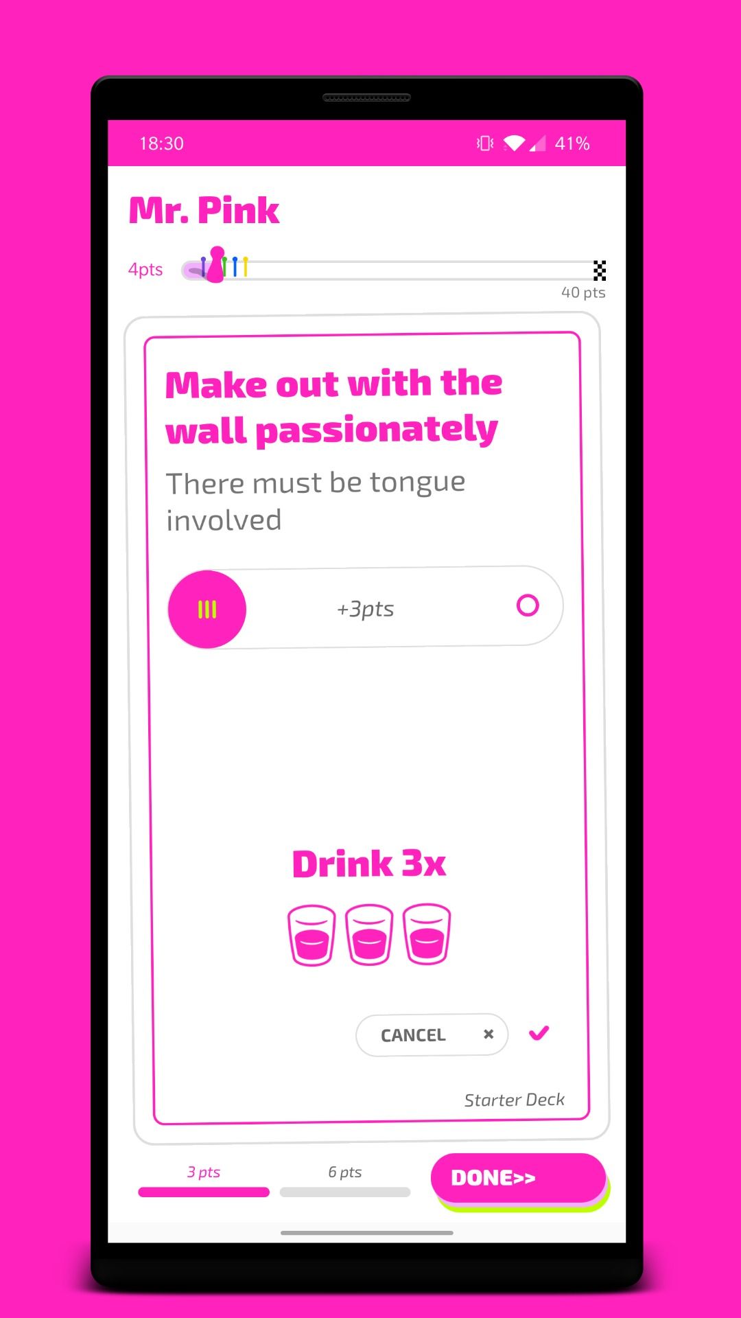 screenshot from ipuke game on pink background