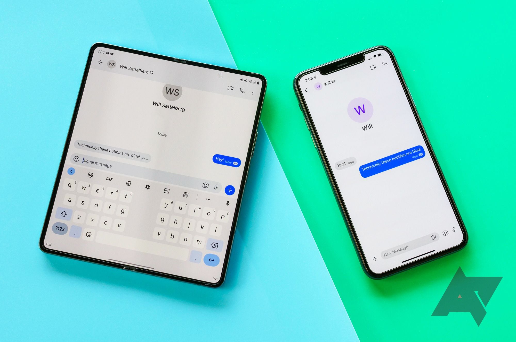 iMessage on the iPhone and Google Messages on the Galaxy Z Fold 4