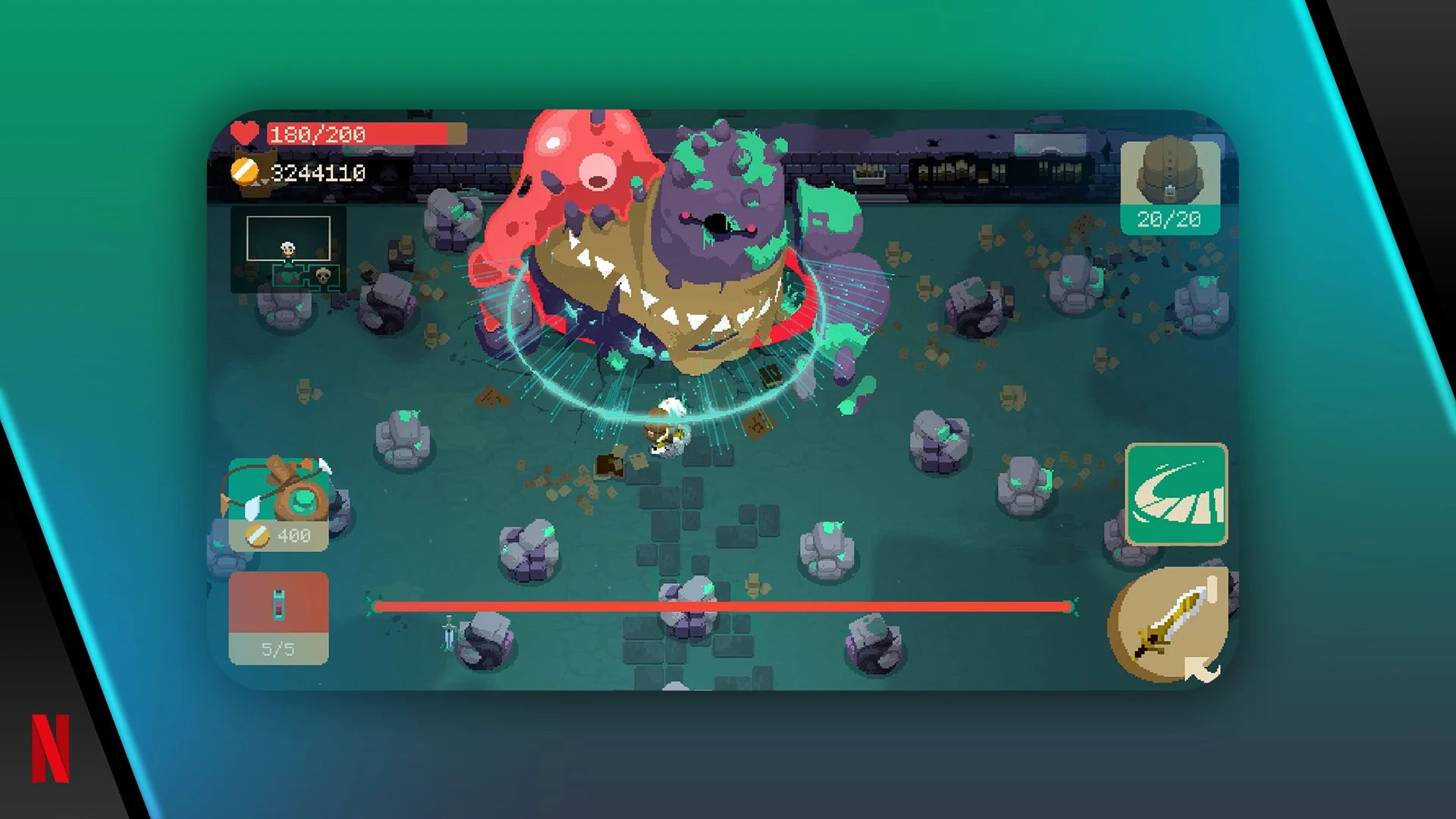 screenshot of pixel art monster from Moonlighter