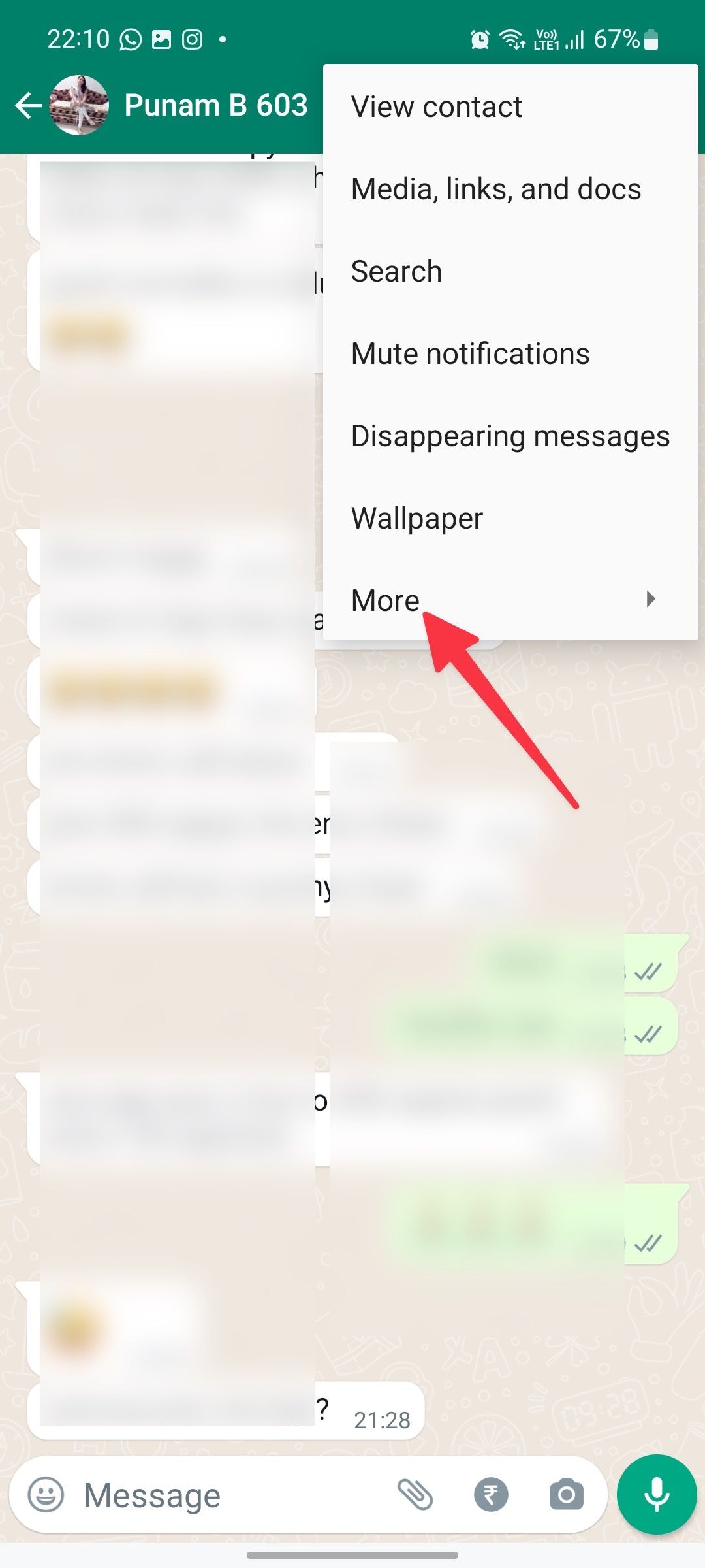 more menu in WhatsApp for Android