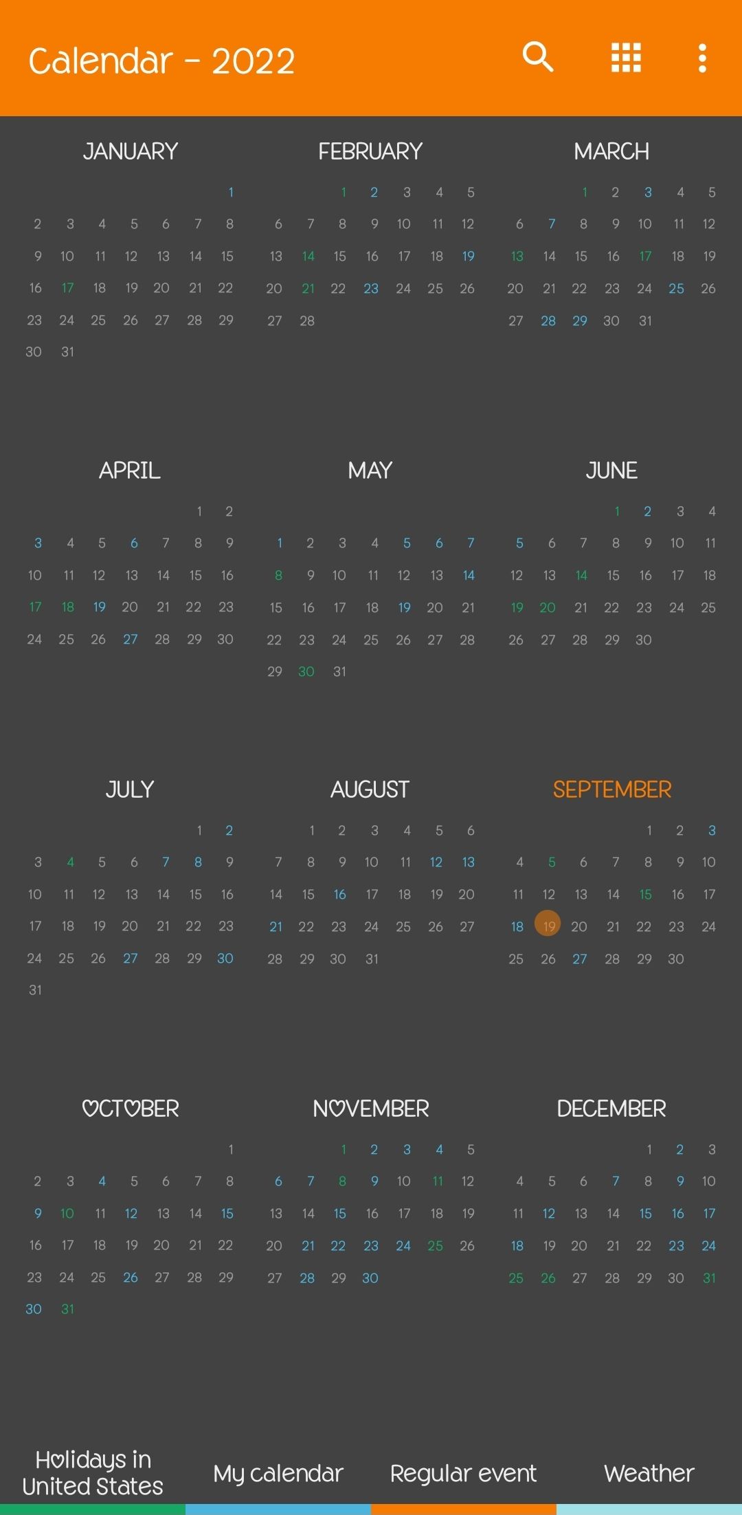 Simple Calendar Android app