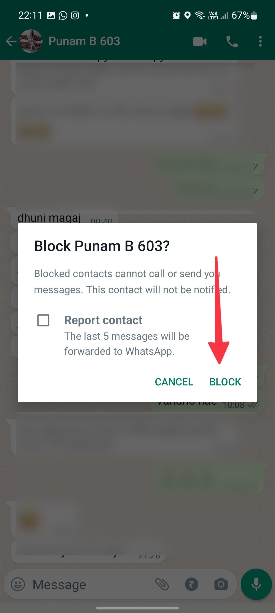 report someone on WhatsApp for Android