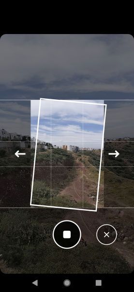 Mode panorama Pixel 4a dengan kamera tidak sejajar