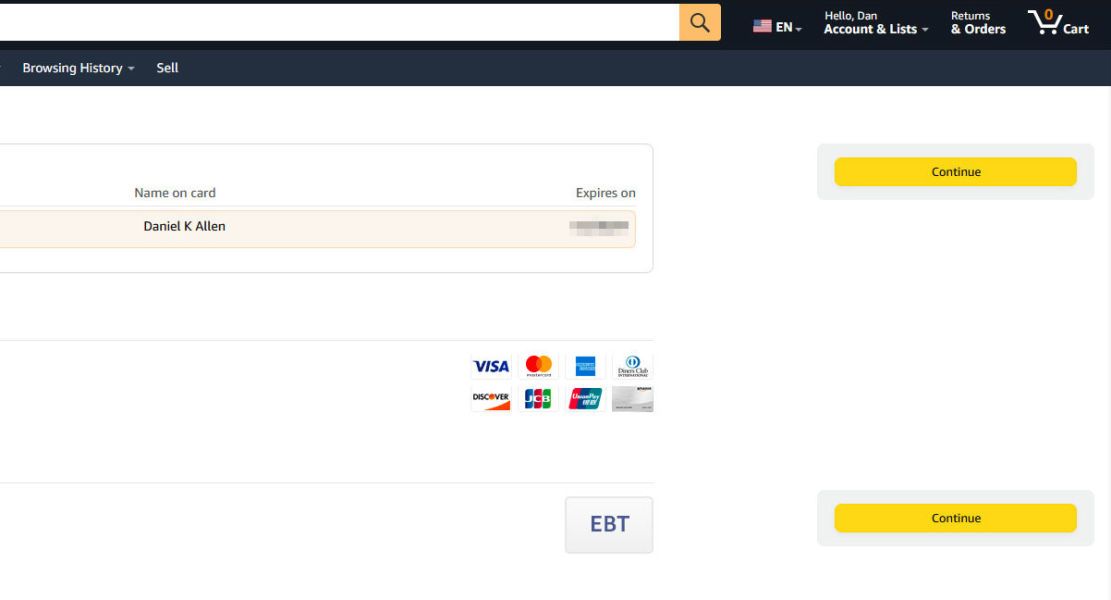 Select Continue to return to the Amazon Order Details page