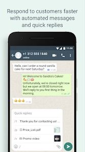 Tangkapan layar aplikasi bisnis Whatsapp