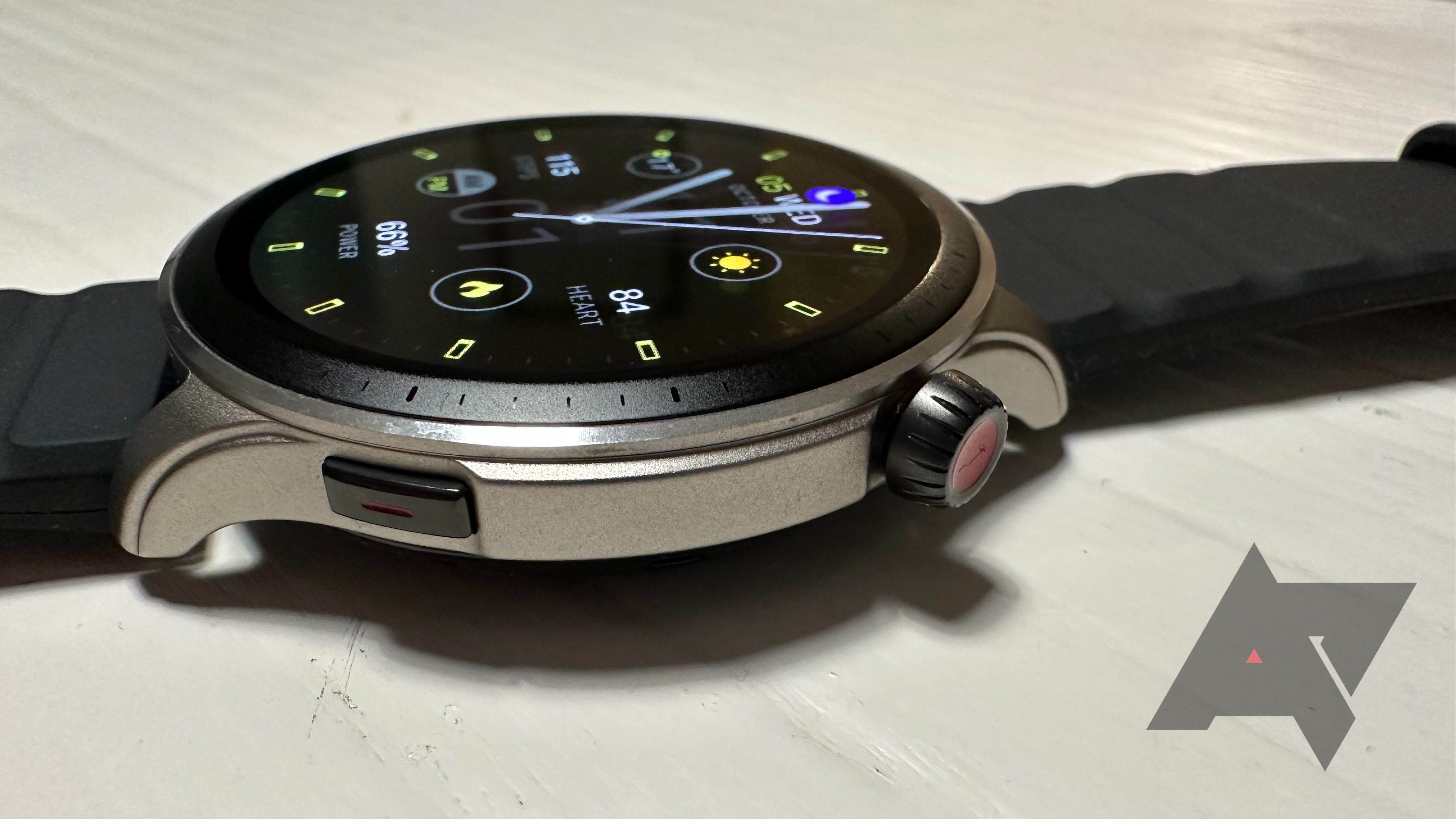 Amazfit's GTR 4 smartwatch, the side buttons