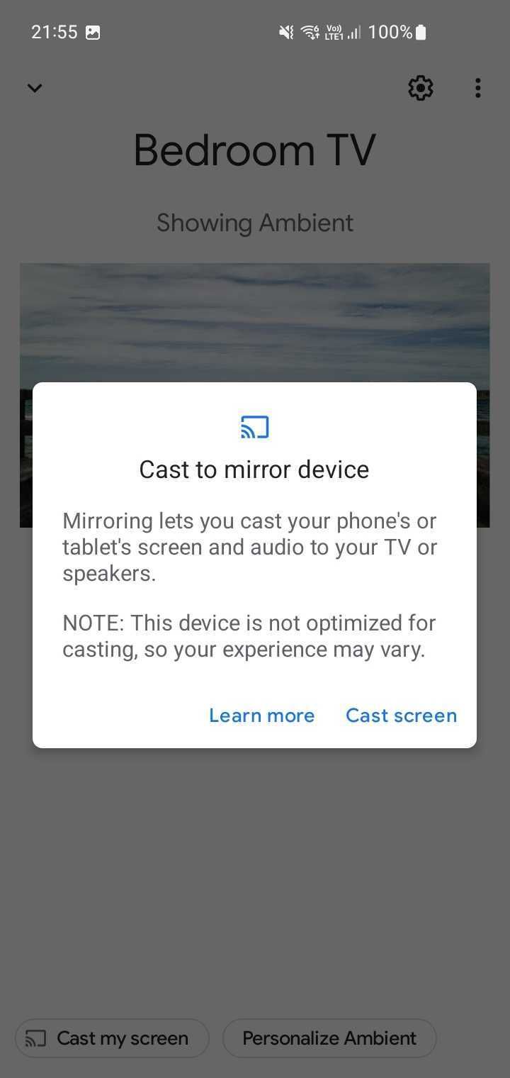Cast to mirror device