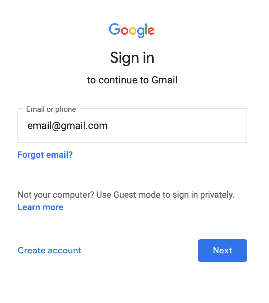 gmail password