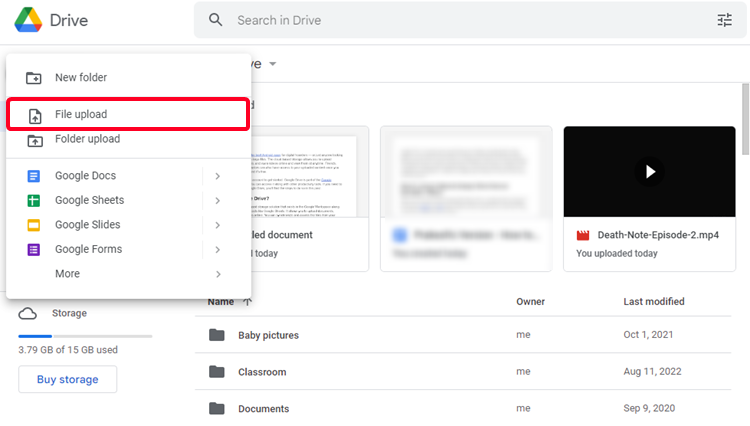How to upload videos to Google Drive
