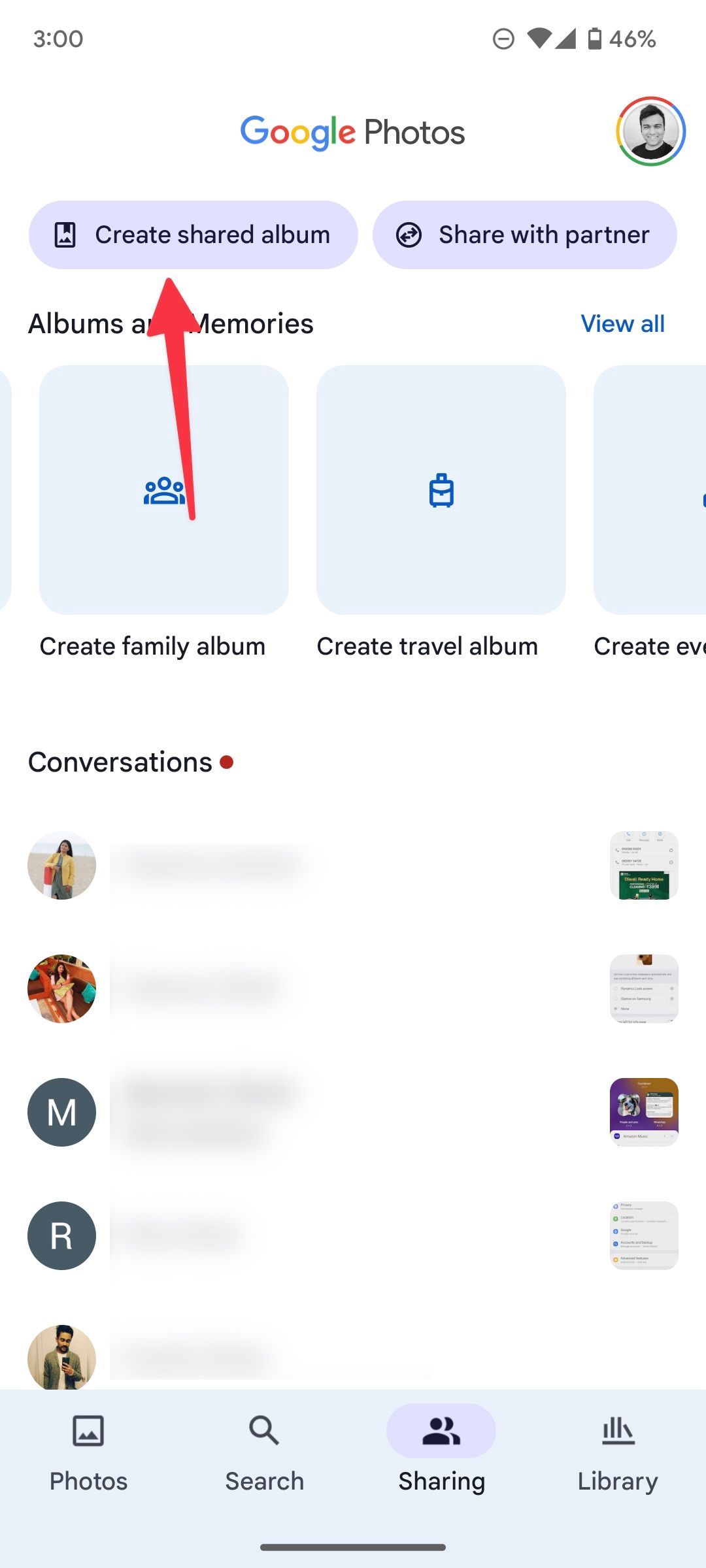 Create shared album in Google Photos