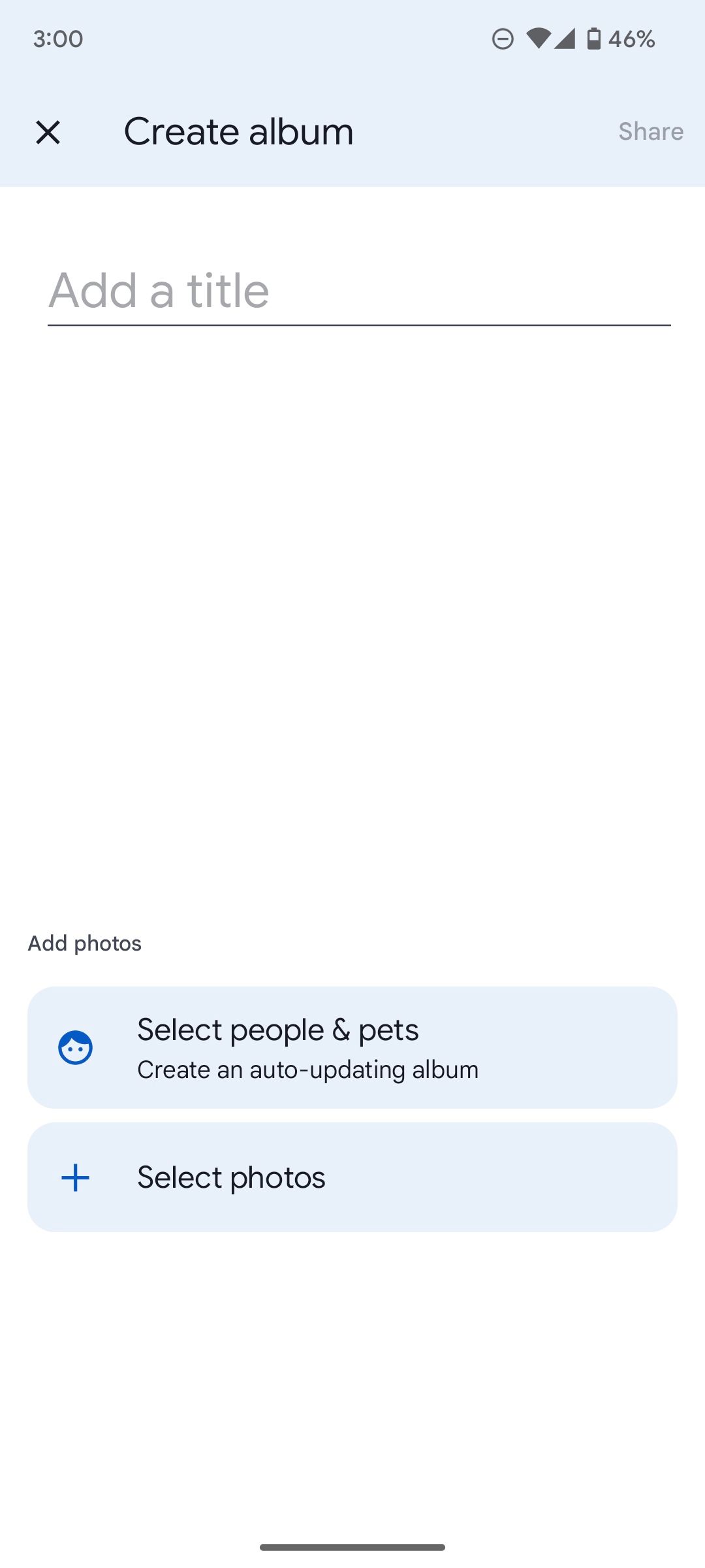 Enter album name in Google Photos