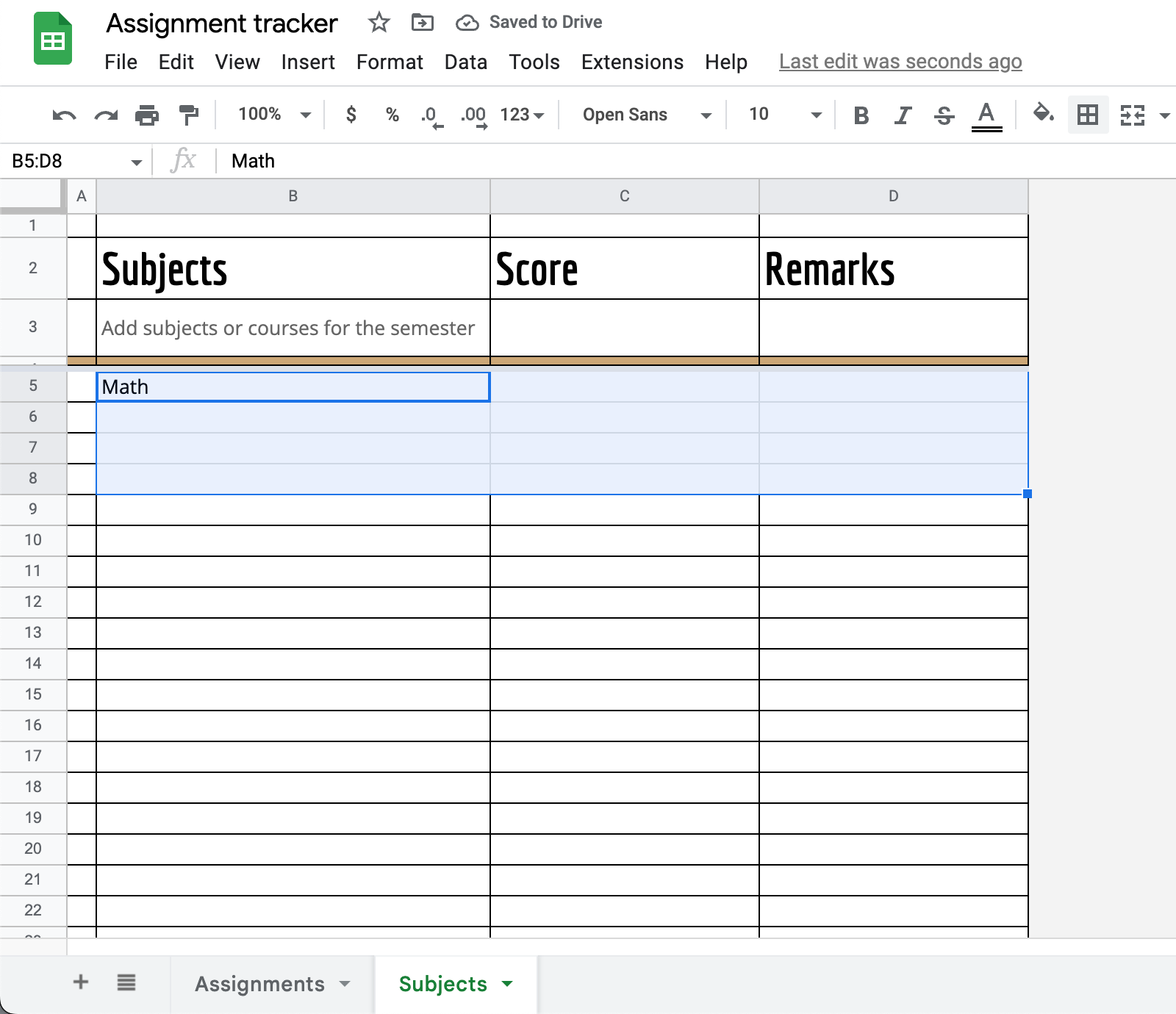 A Google Sheets page showing unmerged cells 