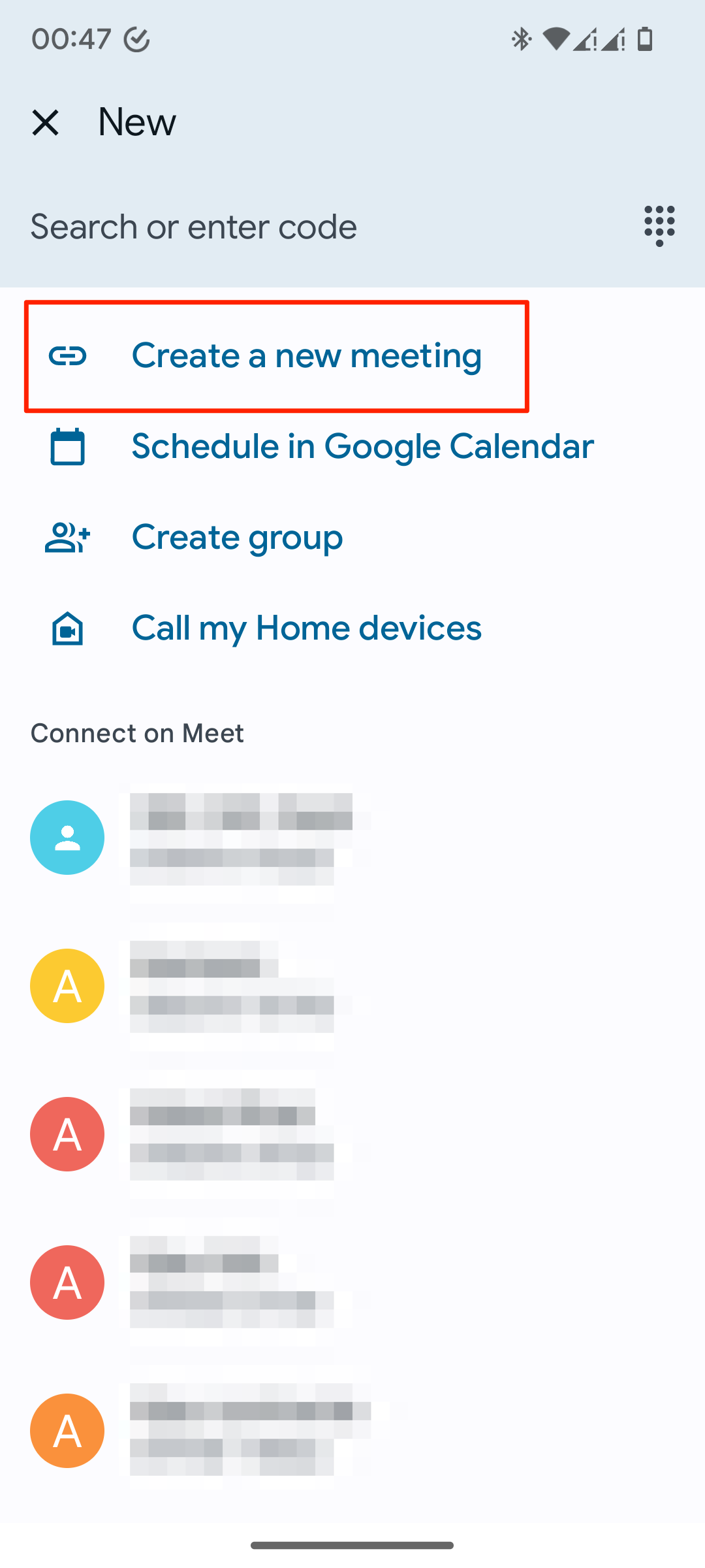 create a new meeting on Google meet for iPad