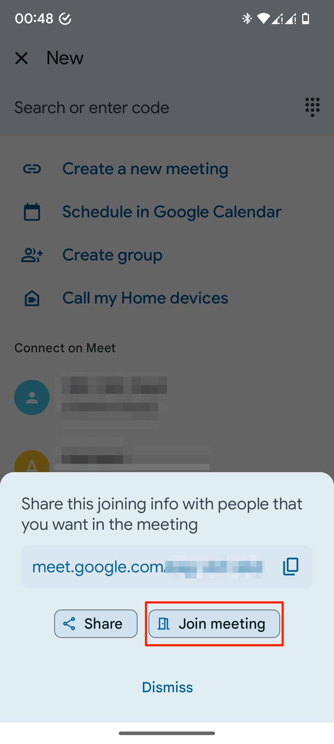 join an existing google meeting meeting