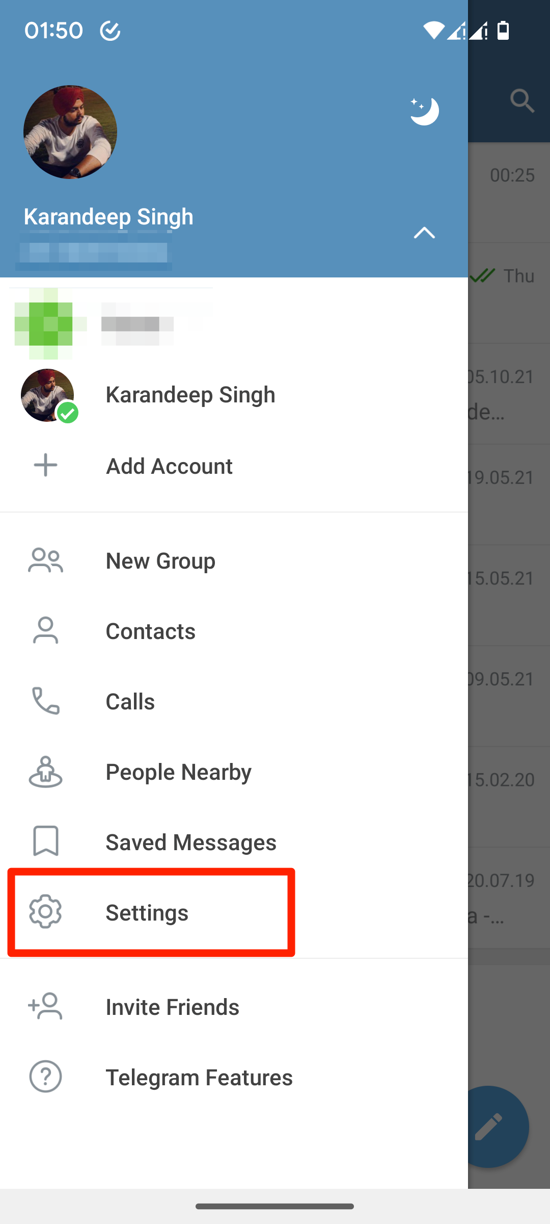 Telegram untuk pengaturan Android