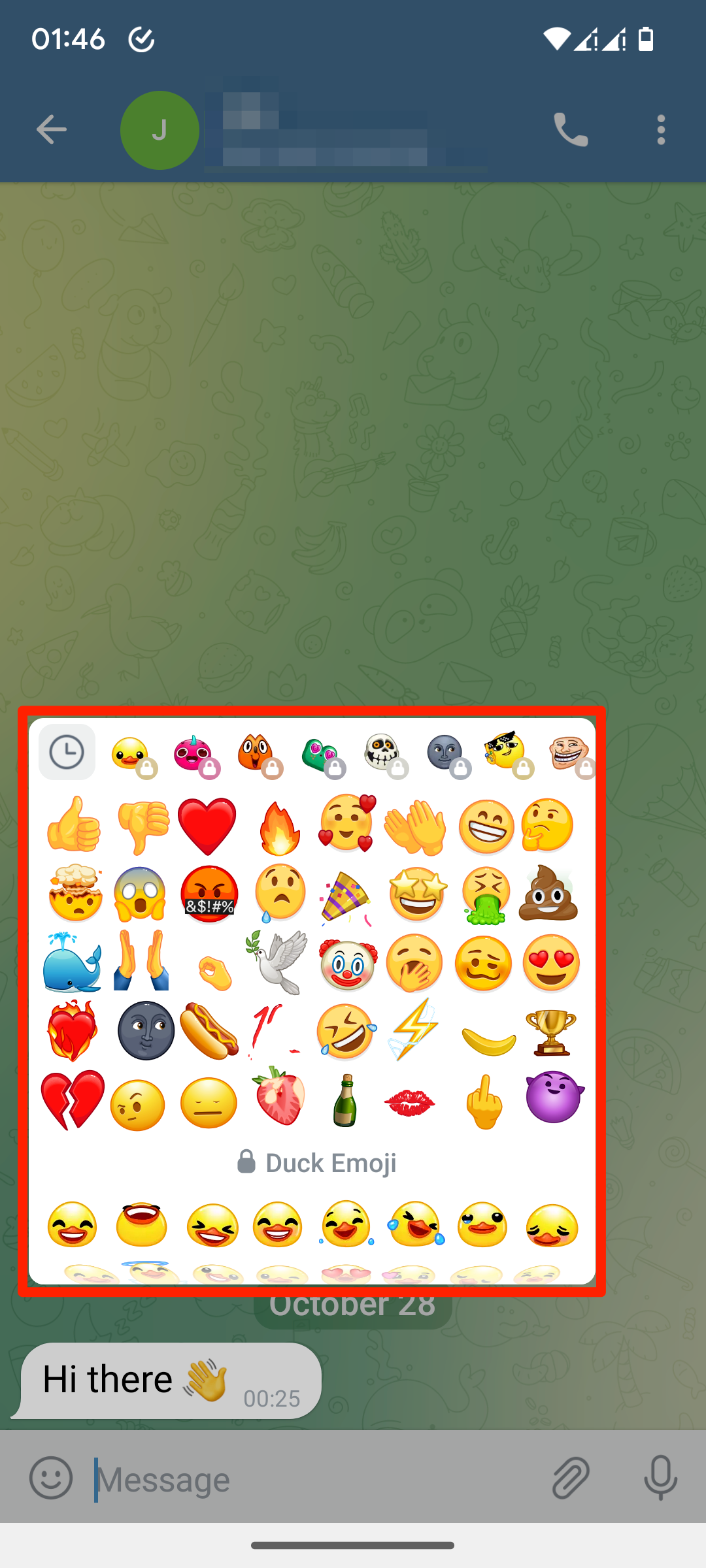 Reaksi emoji jendela obrolan Telegram lebih banyak opsi