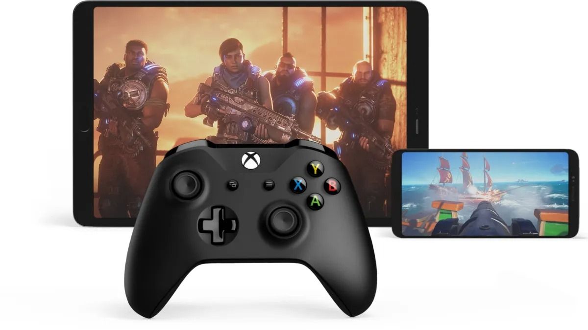 xbox controller infront of tablet and phone