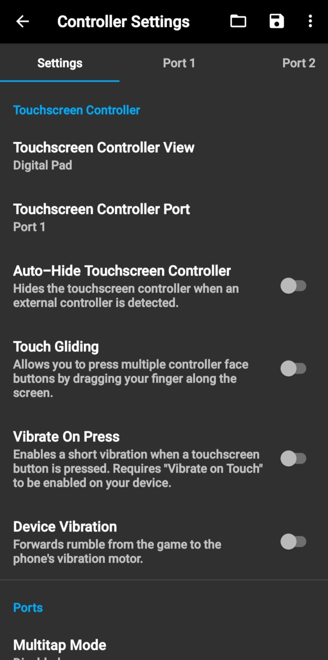 Screenshot of DuckStation options menu