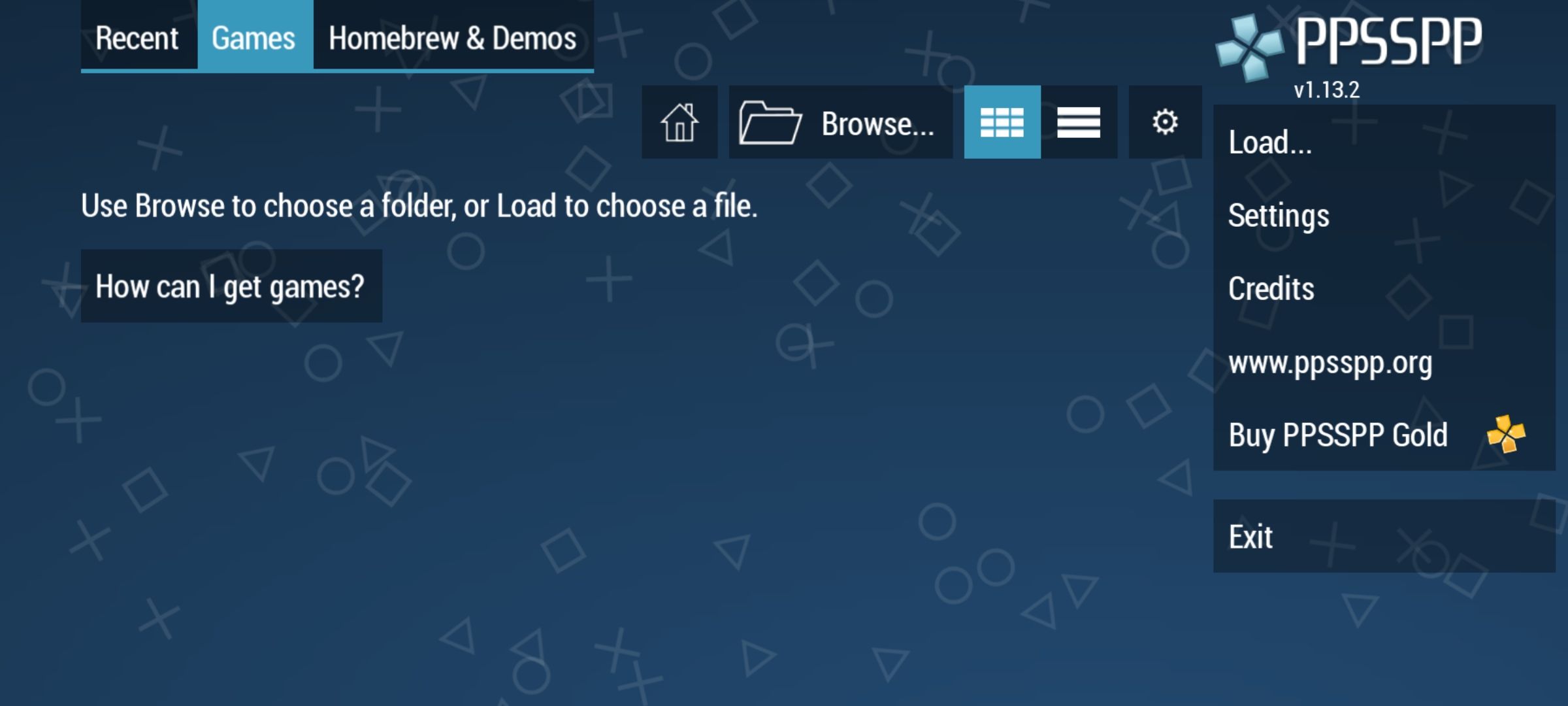 Screenshot of PPSSPP options menu