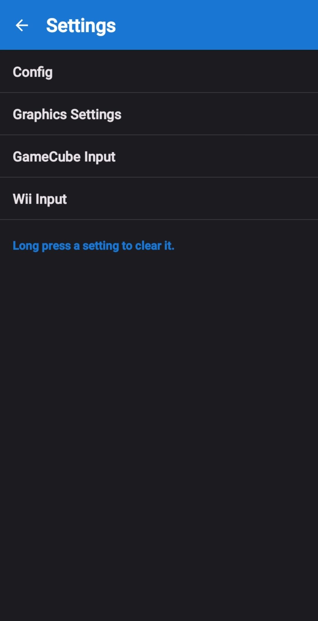 Screenshot of Dolphin options menu